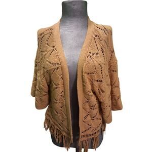 American Rag yellow crochet cardigan